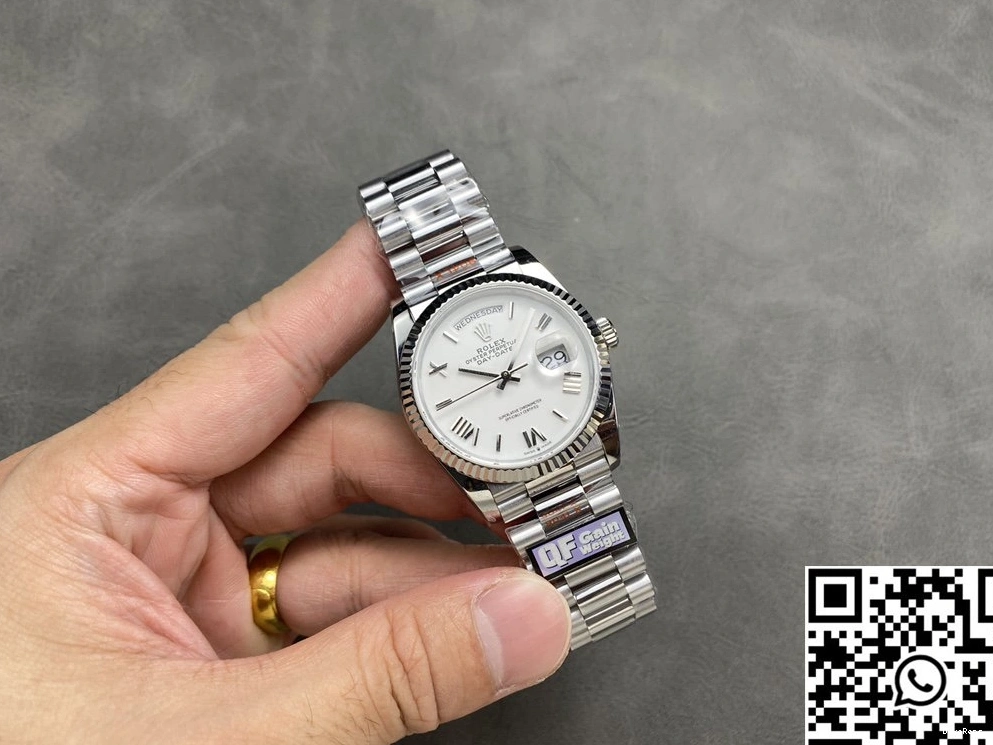 White Steel Rolex v5 QF 36mm Dial Factory M128236-0017 Tungsten Date Day 0709